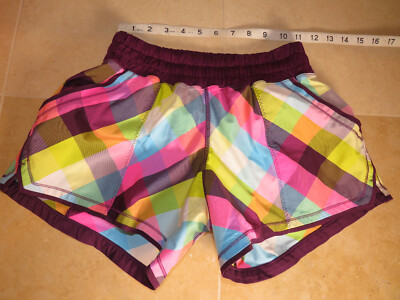 Lululemon 4 Shake and Break Short Sea Check Plaid Plum Blue Pink Yellow EUC!
