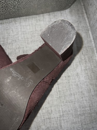 Seychelles textured suede ankle boots maroon 3.5" heel leather booties Size 7 - Picture 5 of 7
