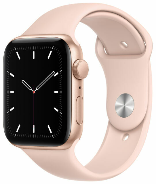 Apple Watch SE 44mm Gold Aluminum Case with Pink Sand Sport Band 