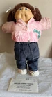 1978 1982 Cabbage Patch Kids Doll Brown Hair Blue Eyes Pigtails Pink Jacket