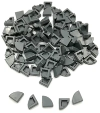Lego 100 New Dark Bluish Gray Tiles Round 1 x 1 Quarter Flat Smooth Pieces