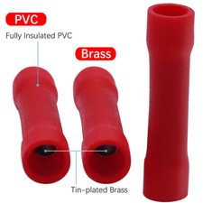 100PCS Red Wire Butt Connectors Car Audio Terminals New 22-18 Gauge AWG