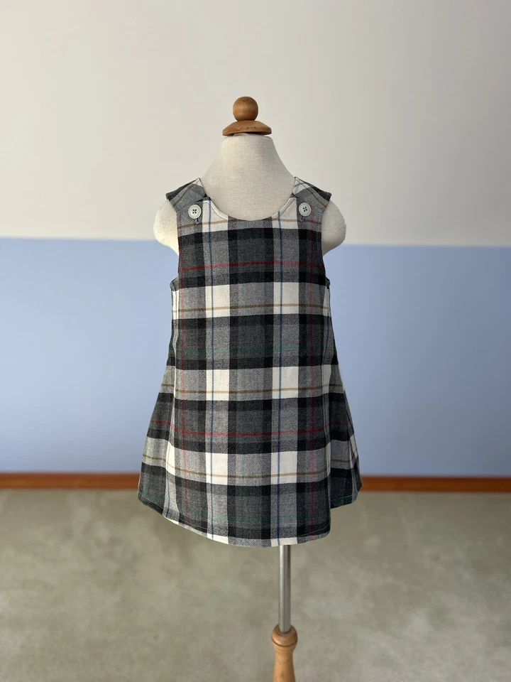 Hand Made Little Girls Wool Jumper Size 4T Girl's Wool Dress Plaid Dress - Image 2 of 4