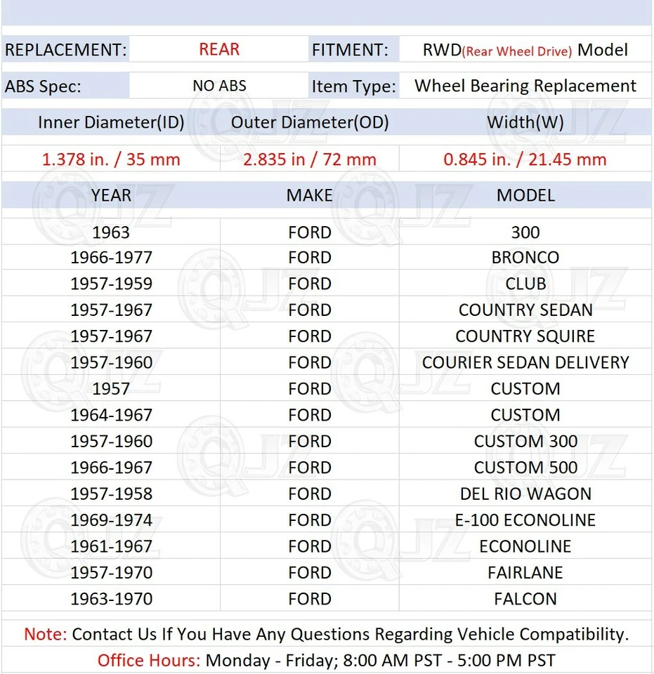 [2-Pack] RW207CCRA Wheel Bearing w/ Lock Collar For 1957-1960 Ford Custom 300 - Image 2 of 4