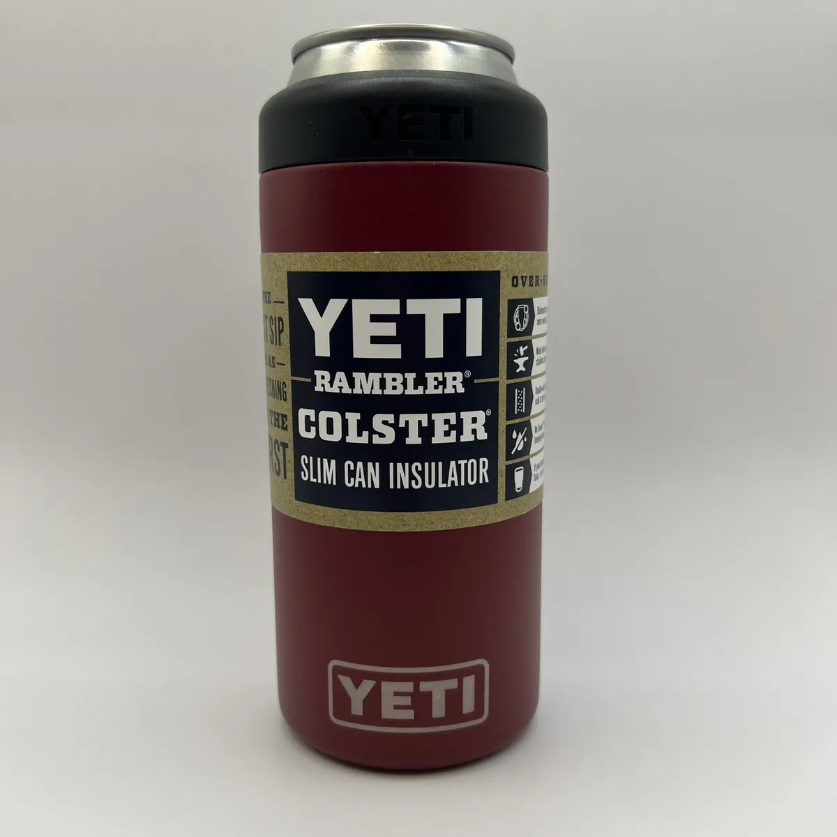 YETI Rambler Colster Slim Can Cooler Insulator 12 oz Harvest Red Tumbler  NEW