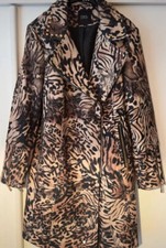 Julian Macdonald Star Beautiful Animal Print Coat Size 16 Stud Detail New