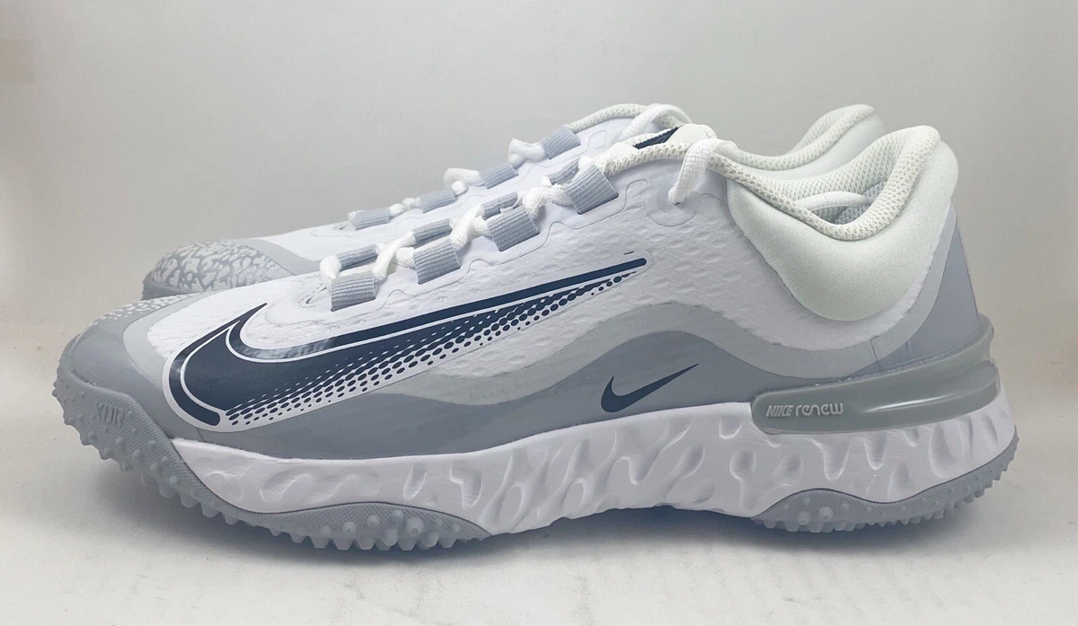 Nike Alpha Huarache Elite 4 Turf White Grey Baseball Shoes Men s Size 8 13.5