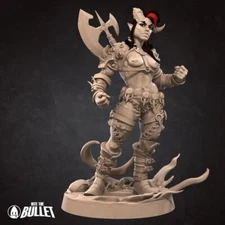 Tiefling EXOTIC Carla the Barbarian by Bite the Bullet 3D Printed DND mini D&D