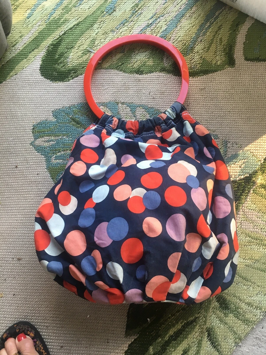 Tara Jarmon Target RWB Polka Dot Hobo Bag Large Red Round Lucite Handles