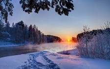 Landscape nature winter sunlight cold snow ice outdoors Custom Gaming Mat Desk