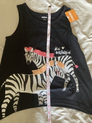 NWT Gymboree Sleeveless Girls Tank Top Size 8 Black Zebra Glitter Be Unique - Picture 3 of 21