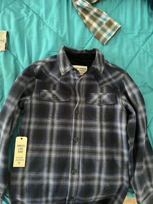 Cody James Jacket/Flannel Boys Small NavyBlue Fleece LinedWestern