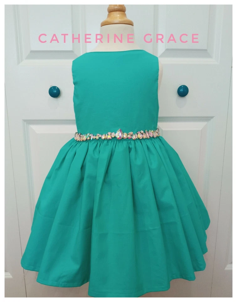 Girls Rhinestone Dress, teal, aqua, pageant, wedding, formal, size 3/4  - Image 2 of 3