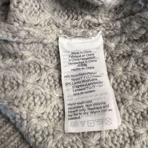 J. Maglione Crew agnelli lana misto nylon grigio popcorn maglia cavo XS - Foto 9 di 9