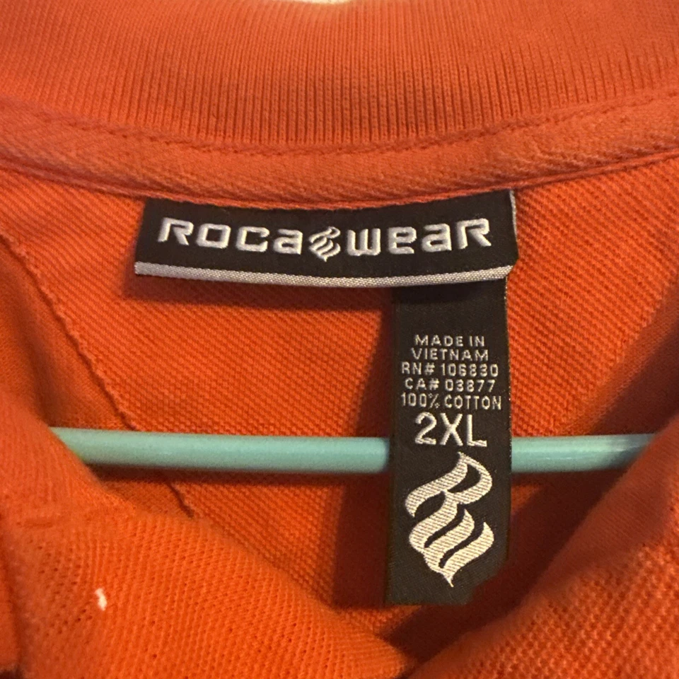 Polo Vintage Rocawear Para Hombres 2XL Naranja Manga Corta Polo Años 90 Logo Y2k Foto 3 de 4