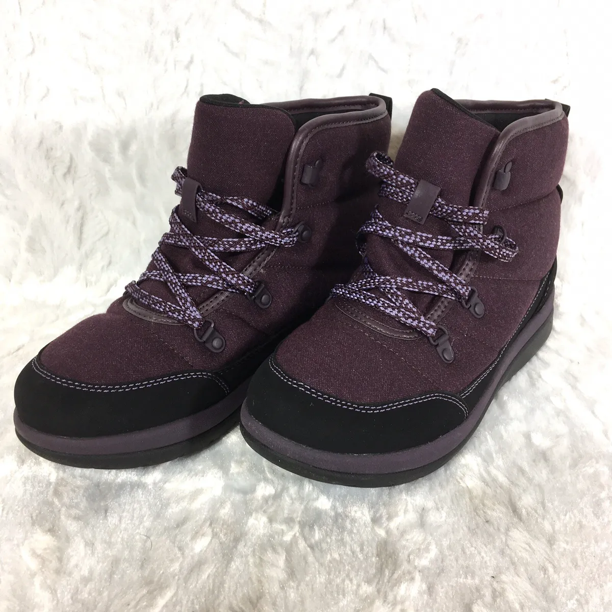 New! Cloudsteppers Clarks Lace-up Boots Cabrini Cove Aubergine Purple $120 | eBay