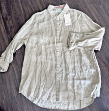 scotch  soda Amsterdam Men's Roll Up Sleeves linen shirt khaki beige XXL