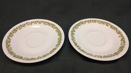 2X Pyrex Corelle Crazy Daisy Spring Blossom Replacement Saucer Plates Vtg 1970s
