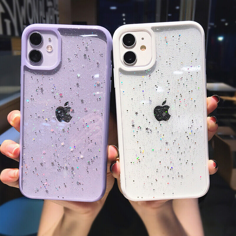 STAR GLITTER Case For iPhone 15 14 13 12 11 Pro Max 7 XR Clear Bling Phone Cover