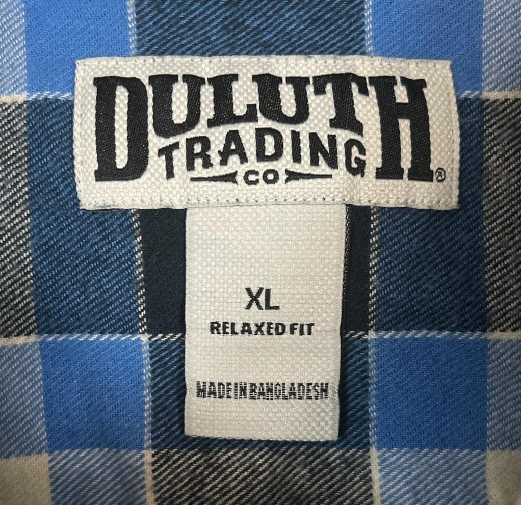 Duluth Trading Co Shirt Men's XL Free Swinging Flannel Blue Button Down View 4