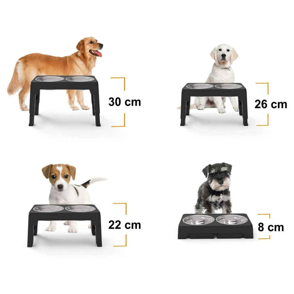 4-fach höhenverstellbare + faltbare Futterstation Fressnapf Wassernapf 2 x1,2 L