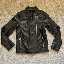 Art Class Youth Faux Leather Black Biker Jacket Size XL/14 Excellent Condition