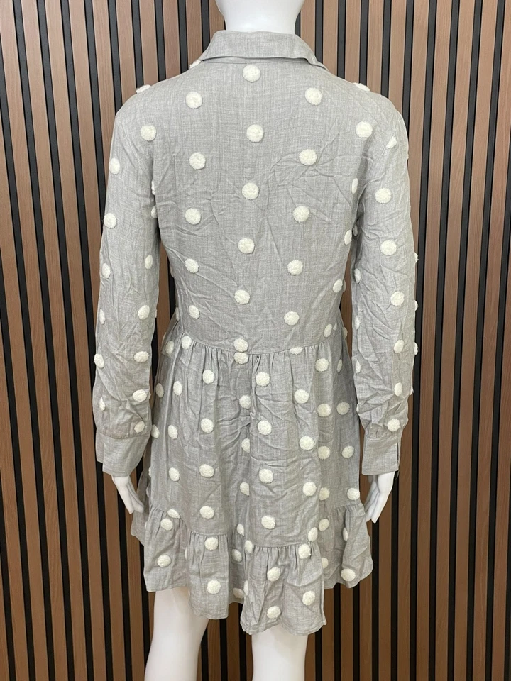 Mini camisa de vestir viscosa con volantes dobladillo forrado bordado lunares Zara XS para mujer Foto 3 de 4