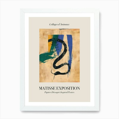 Gerahmtes Wandbild Poster Leinwanddruck Bild Snake 3 Matisse inspiriert Ausstellung
