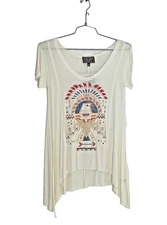 CG60605 Cowgirl Up Drapy V Neck Top W/ Navajo Print Small