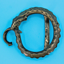 VTG 1970s Coiled Circle Dragon Brass Belt Buckle Fantasy Bronze