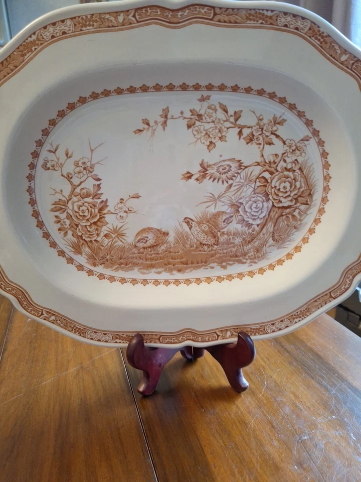 Masons Quail Large Meat Platter Serving Plate Brown - Image 2 of 4