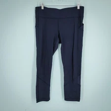 Lululemon Size 10 Navy Blue Pace Rival High Rise Crop Pull On Active Leggings