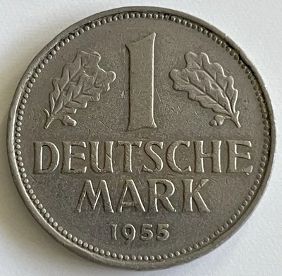 BRD Germany 1 DM Deutsche Mark 1955 F f. stgl AU - Bild 1 von 2