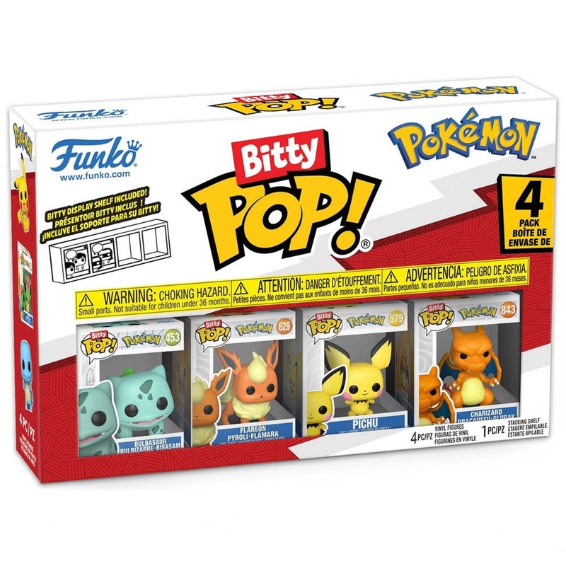 Funko Bitty POP! Pokemon 4-Pack | Mini Figures | Bulbasaur Charmander Squirtle