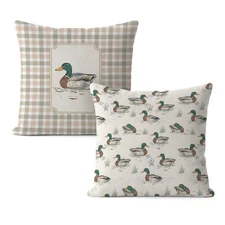 Farmhouse Mallard Duck Pillow Covers 18x18, Mallard Duck Nursery Decor, Ducks...