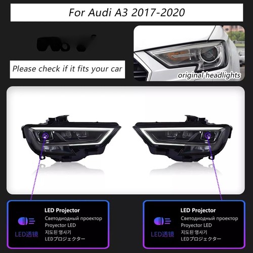 Par de faros delanteros proyectores DRL para Audi A3 S3 2017-2020 actualización LED OEM - Imagen 14 de 14