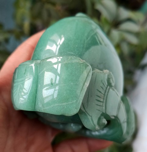 CRISTAL DE JADE VERDE NATURAL fino melocotones chinos longevidad tallados curación - Imagen 14 de 21