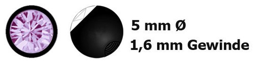 Piercing Gioielli Chiusura Ball Vite Sfera Nero IN 1,6mmx5mm con Zirconia - Foto 26 di 44