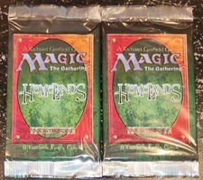 MTG MAGIC THE GATHERING HOMELANDS 1995 2 BOOSTER PACKS SEALED FREE U.S. SHIPPING