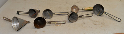 7 antique cone shape turn key conical metal ice cream scoop collectible lot 