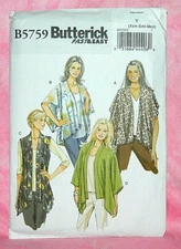 Uncut Butterick Misses XS-M 4-14 Open Front Fast Easy Jackets Pattern 5759 Vest