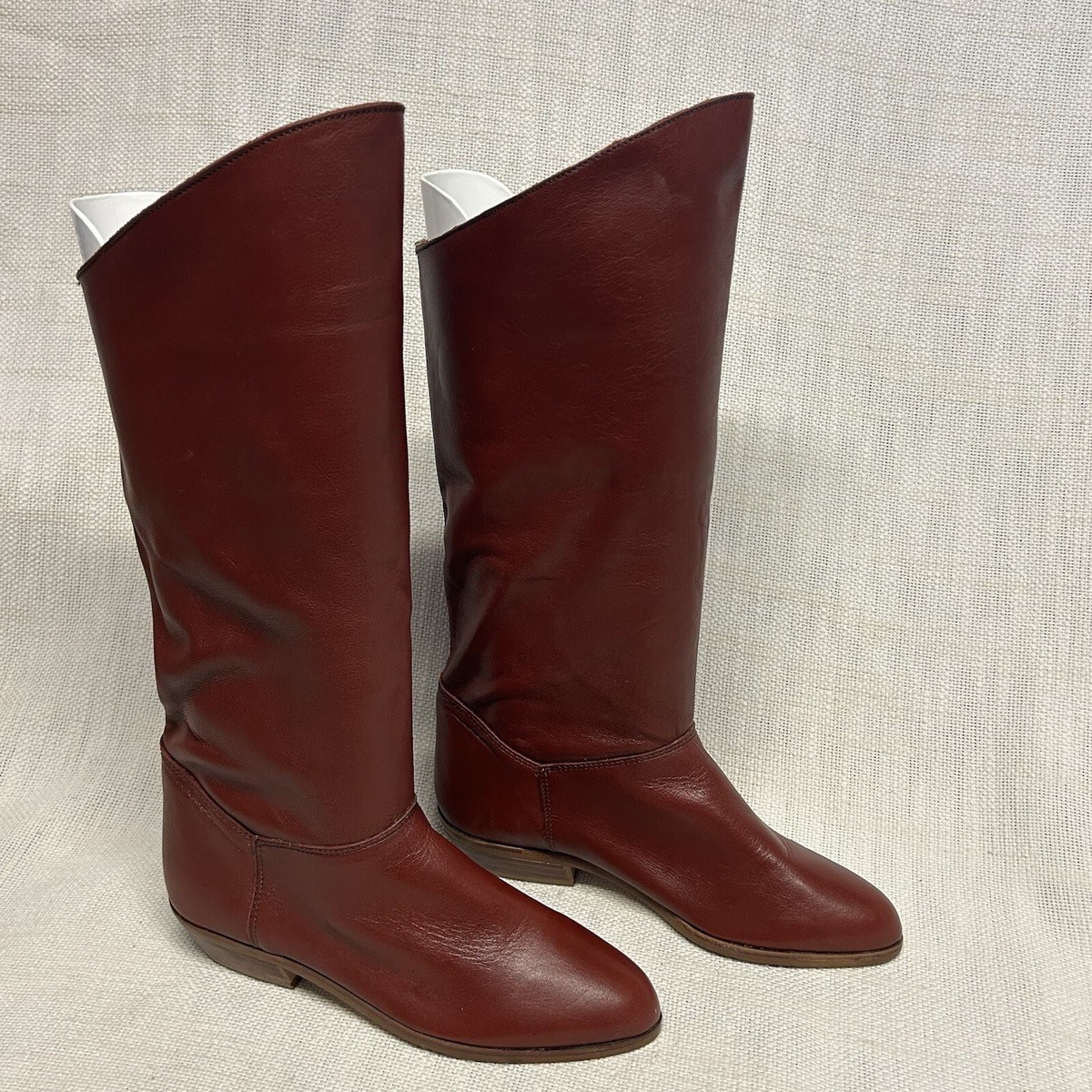 Women's High Burgundy Leather Riding Boots, Equestrian, Made