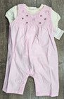 Baby Girl Clothes New First Moments 0-3 Month 2pc Pink Smocked Overalls Outfit