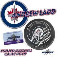 ANDREW LADD Signed WINNIPEG JETS OFFICIAL GAME - w/COA Hologram