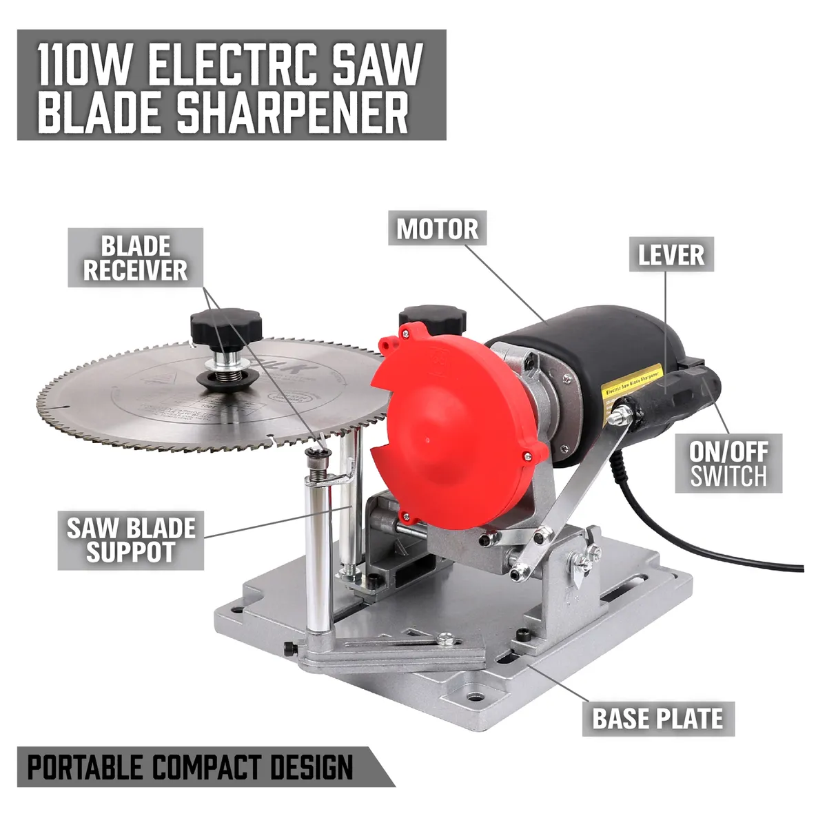 5300RPM Electric Circular Saw Blade Sharpener 110W Sharpening Fits Dia.  90-400mm