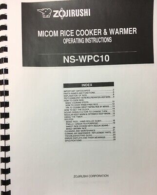 OWNER'S MANUAL for Zojirushi Micom Rice Cooker & Warmer NS-WPC10 | eBay