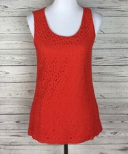 Banana Republic Red Lace Front Overlay Sleeveless Knit Back Tank Top Size XS NWT