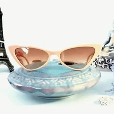Rare Vintage Narrow Peachy-Old Pink  Cat Eye Sunglasses