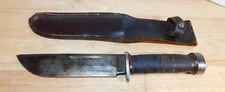WWII Vintage Cattaraugus 225Q Fighting Knife W/Leather Sheath, 3/21