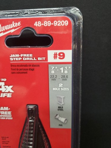 Milwaukee 48-89-9209 n. 9 punta trapano elettrico 7/8" - 1 1/8" nuovo - Foto 2 di 4